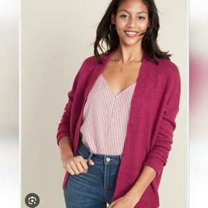 Old Navy Shortie Open Front Cocoon Sweater Cardigan Berry Womens Size Medium